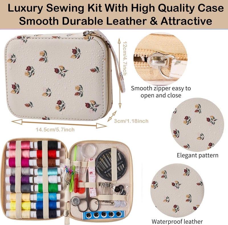 Bobode Floral Sewing Kit Printing Sewing Project Kits,Professional Sewing Supplies for Adults, Zipper Sewing Needles Set, 87 PCS Travel Sewing Accessory for Emergency, Home - Image 3